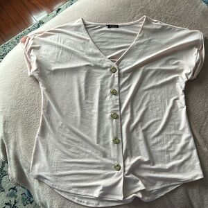 Storybuk light pink button up top, size large